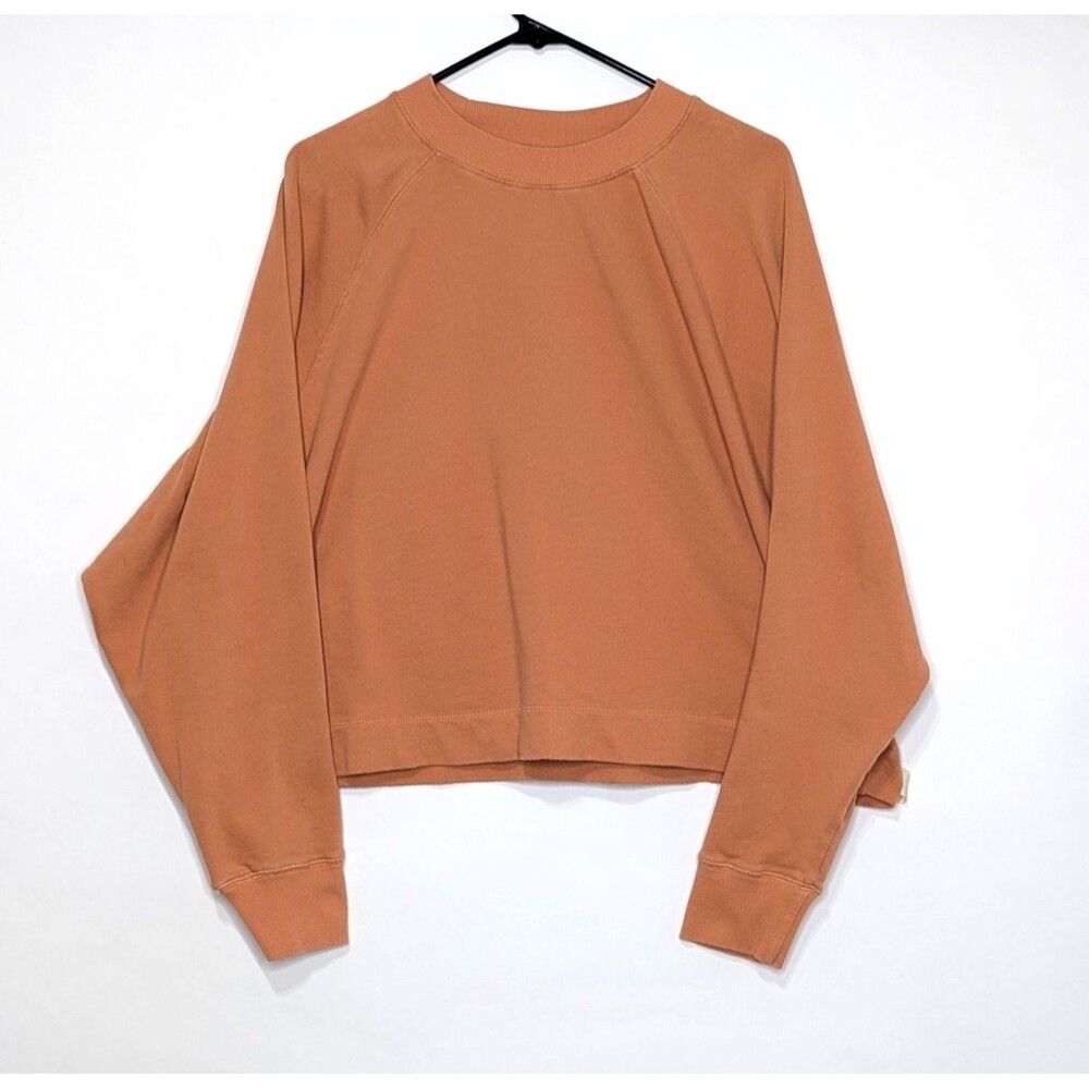 Vuori Sweatshirt Womens Large Sunnyside Crewneck Orange Oversized Cropped Cotton